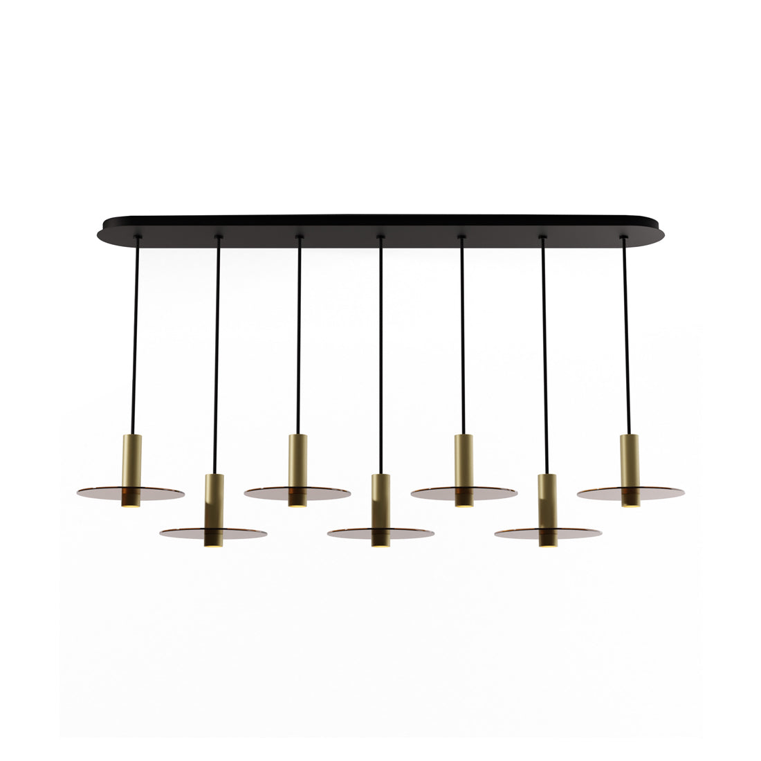 Combi Linear 7 LED Glass Pendant Light in Brass/Tea Brown (6-Inch).