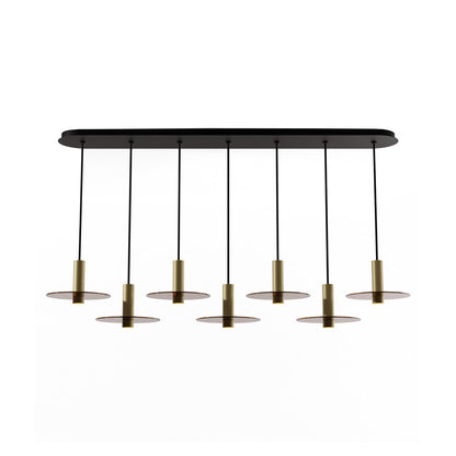 Combi Linear 7 LED Glass Pendant Light in Brass/Tea Brown (6-Inch).