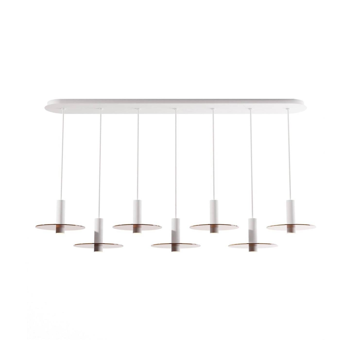 Combi Linear 7 LED Glass Pendant Light in Matte White/Tea Brown (6-Inch).