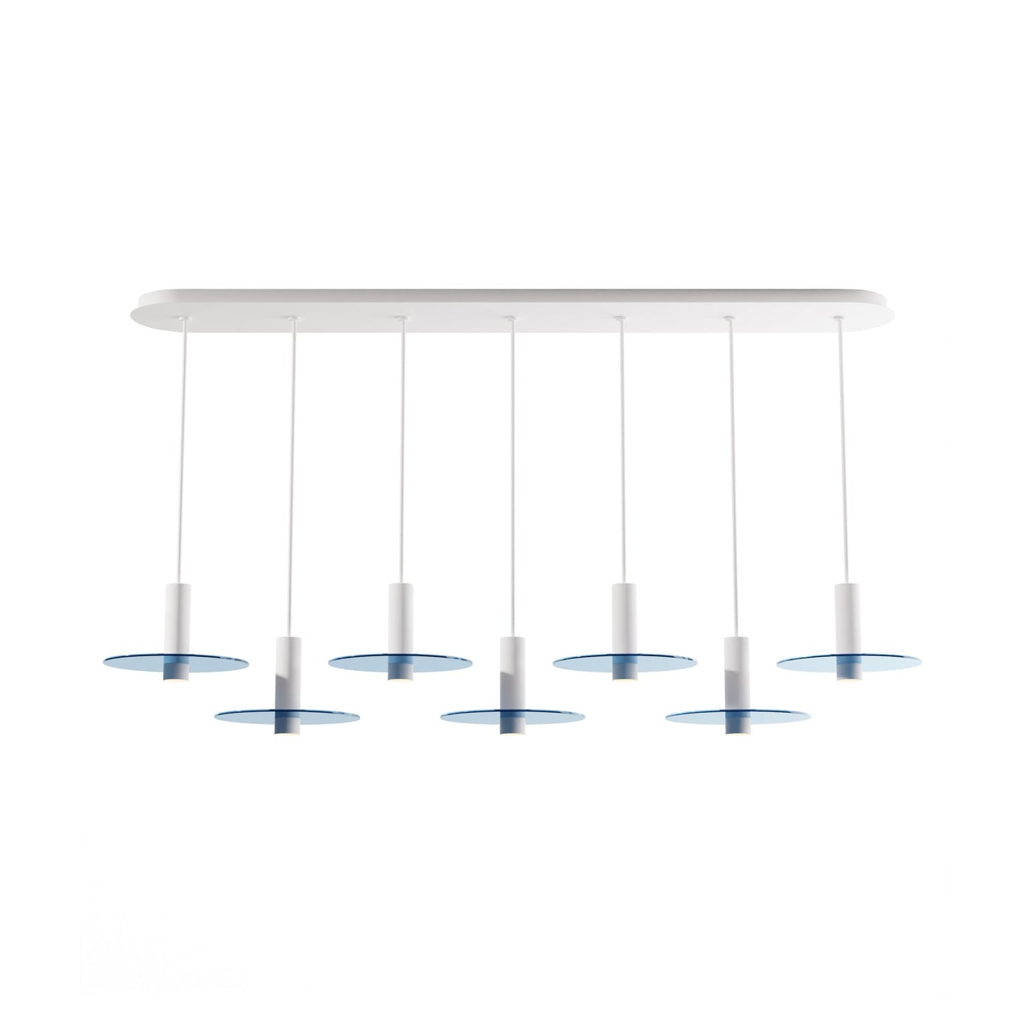 Combi Linear 7 LED Glass Pendant Light in Matte White/Turquiose (6-Inch).