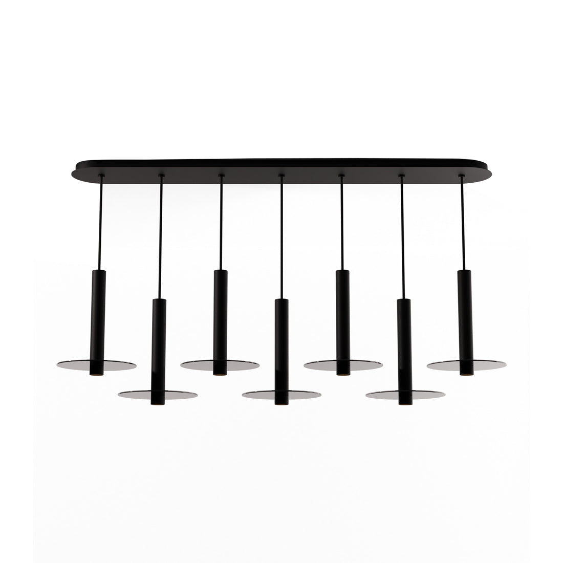 Combi Linear 7 LED Glass Pendant Light in Matte Black/Dark Grey (12-Inch).