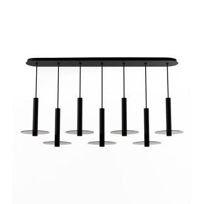 Combi Linear 7 LED Glass Pendant Light in Matte Black/Dark Grey (12-Inch).