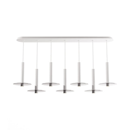 Combi Linear 7 LED Glass Pendant Light in Matte White/Dark Grey (12-Inch).