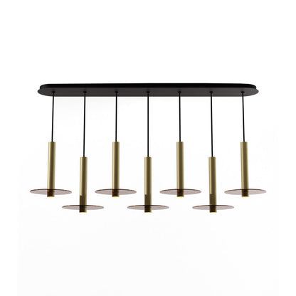 Combi Linear 7 LED Glass Pendant Light in Brass/Tea Brown (12-Inch).