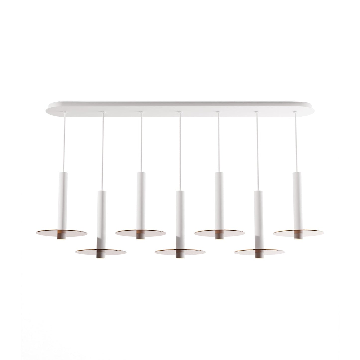 Combi Linear 7 LED Glass Pendant Light in Matte White/Tea Brown (12-Inch).