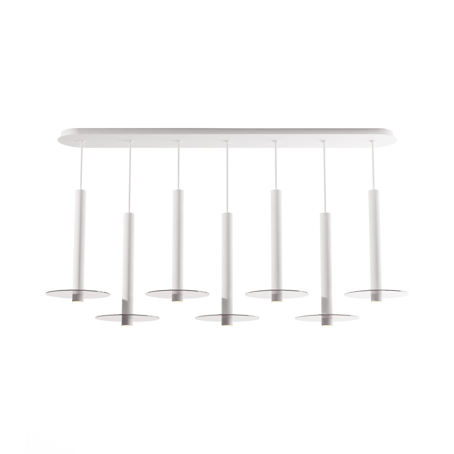 Combi Linear 7 LED Glass Pendant Light in Matte White/Clear (16-Inch).