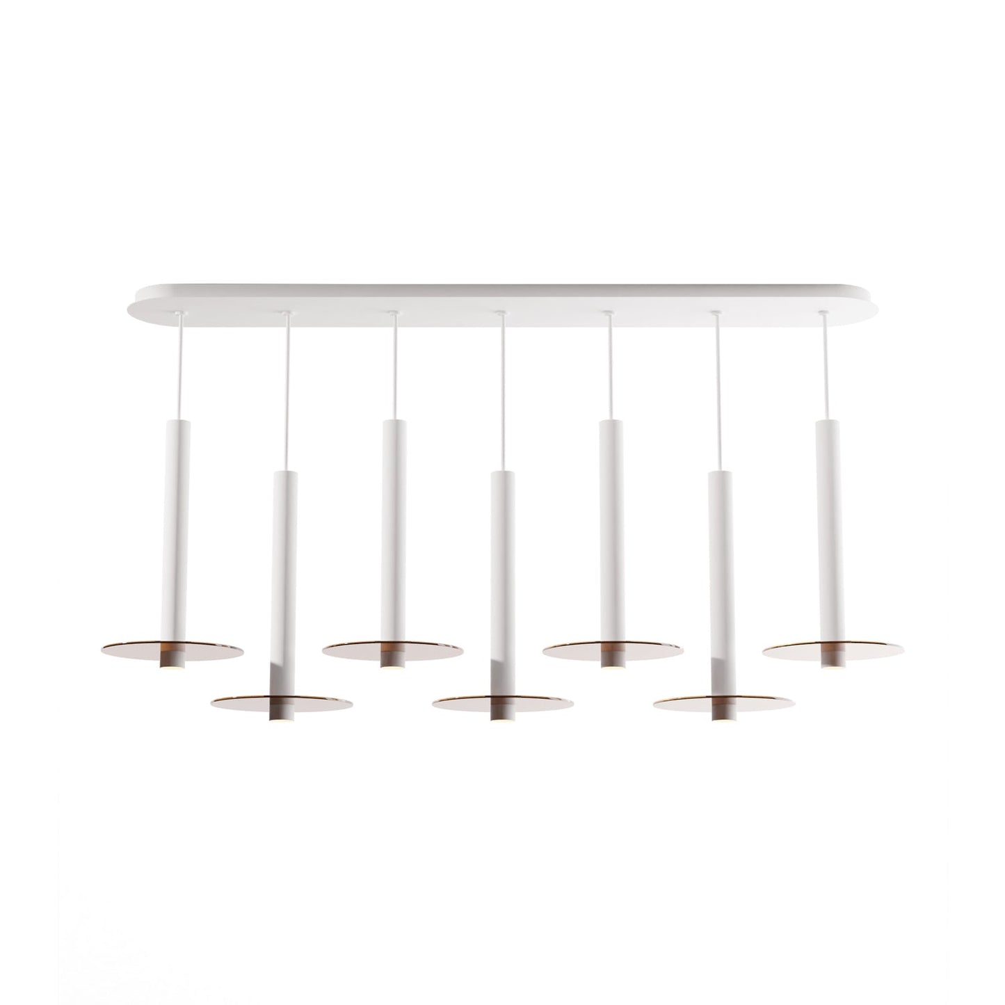 Combi Linear 7 LED Glass Pendant Light in Matte White/Tea Brown (16-Inch).