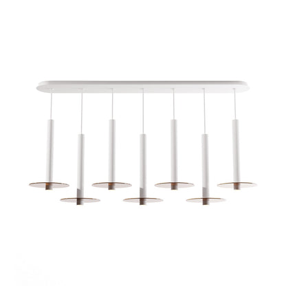 Combi Linear 7 LED Glass Pendant Light in Matte White/Tea Brown (16-Inch).