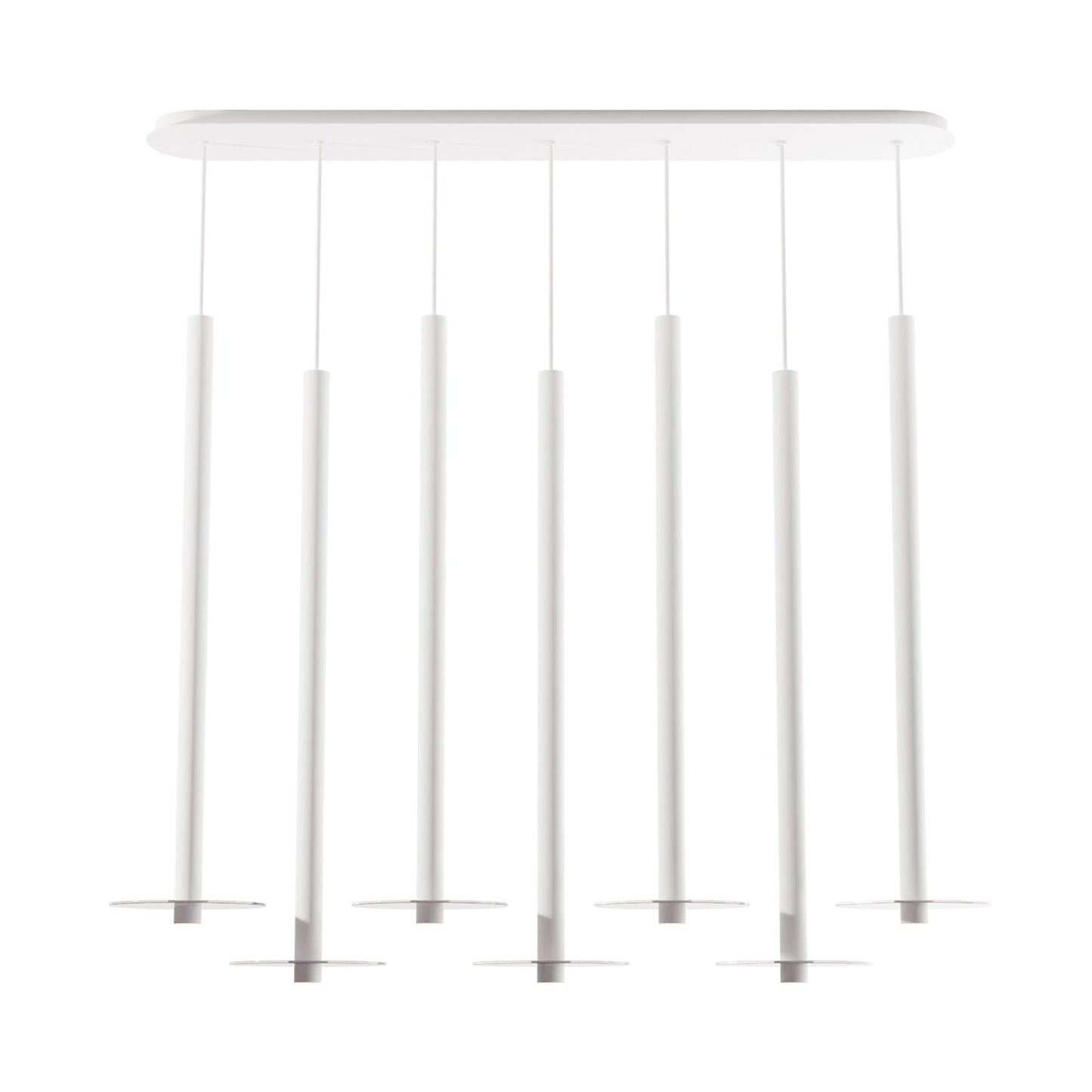 Combi Linear 7 LED Glass Pendant Light in Matte White/Clear (36-Inch).