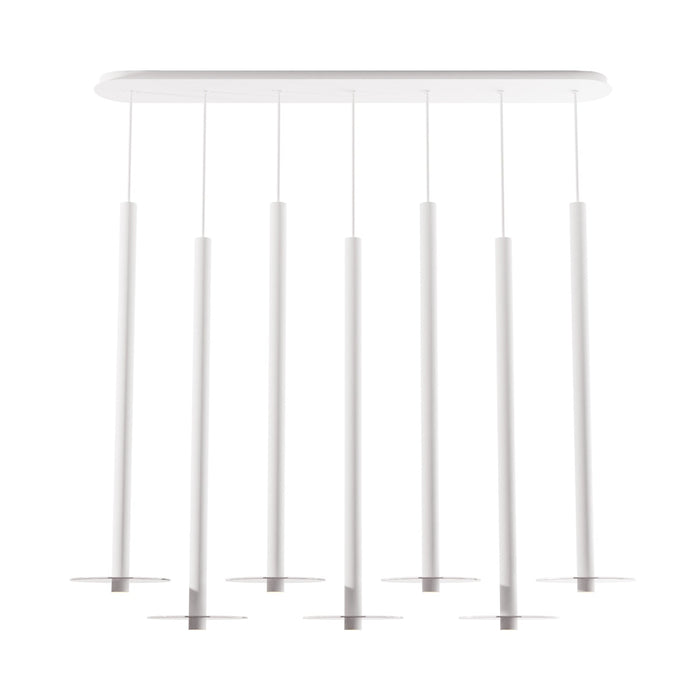 Combi Linear 7 LED Glass Pendant Light in Matte White/Clear (36-Inch).