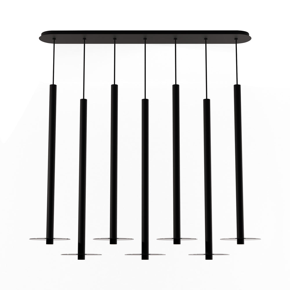 Combi Linear 7 LED Glass Pendant Light in Matte Black/Dark Grey (36-Inch).