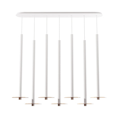 Combi Linear 7 LED Glass Pendant Light in Matte White/Tea Brown (36-Inch).