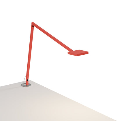 Focaccia LED Desk Lamp in Matte Fire Red (Grommet Mount).