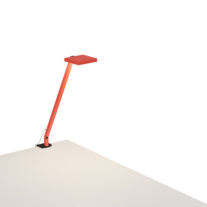 Focaccia Solo LED Desk Lamp in Matte Fire Red (Two-Piece Desk Clamp).
