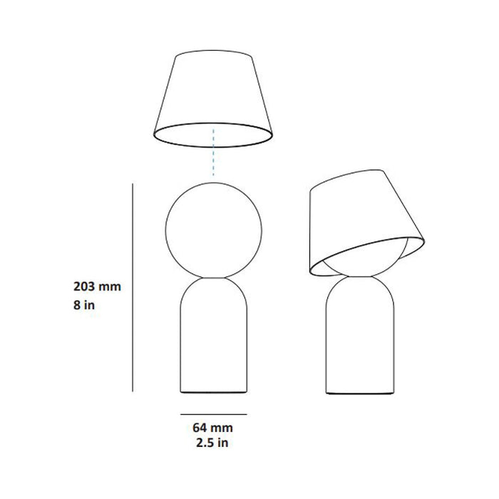 Guy Indoor/Outdoor LED Table Lamp - line drawing.