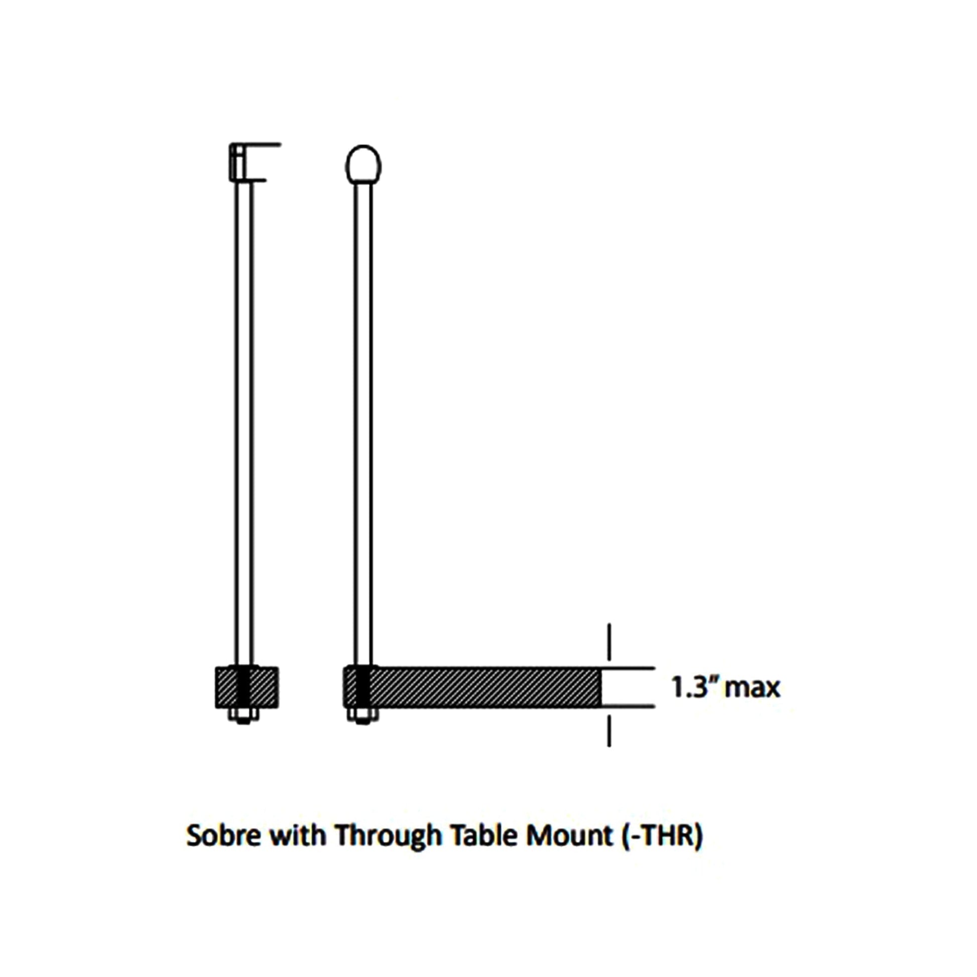 Sobre LED Task Light - Thru Table - line drawing.
