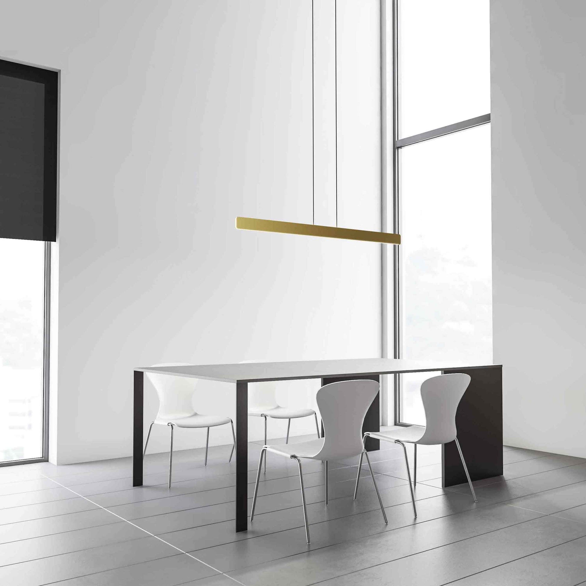 Sub LED Linear Pendant Light in living room.