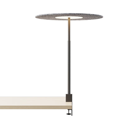 Yurei Edge Clamp LED Co-Working Lamp in Matte Black/Charcoal/Acoustic Panel.