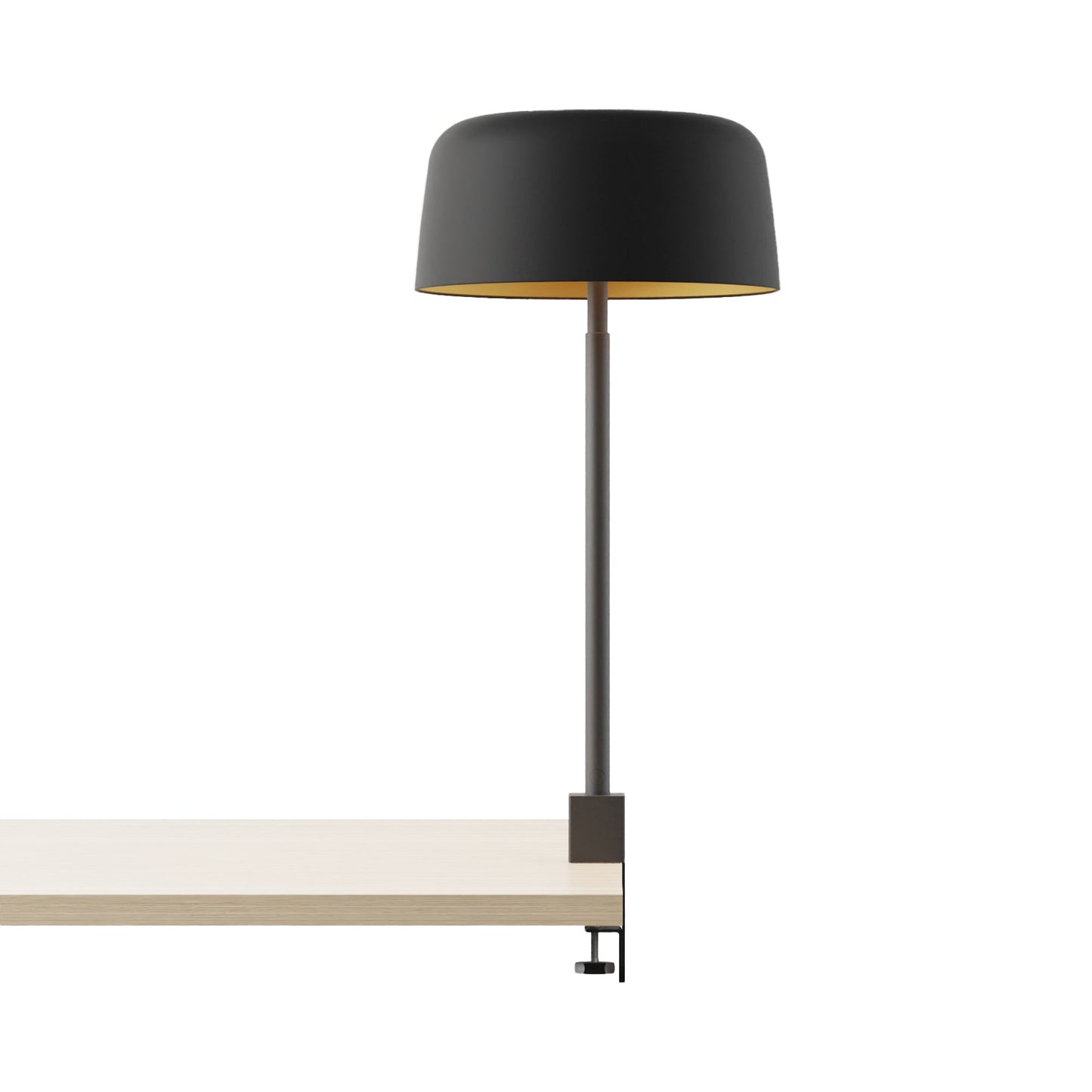 Yurei Edge Clamp LED Co-Working Lamp in Matte Black/Matte Black/Gold/Metal.