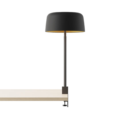 Yurei Edge Clamp LED Co-Working Lamp in Matte Black/Matte Black/Gold/Metal.