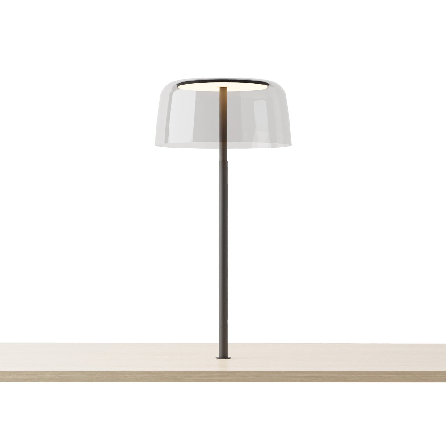 Yurei LED Co-Working Lamp in Matte Black/Clear/Transparent Polymer.