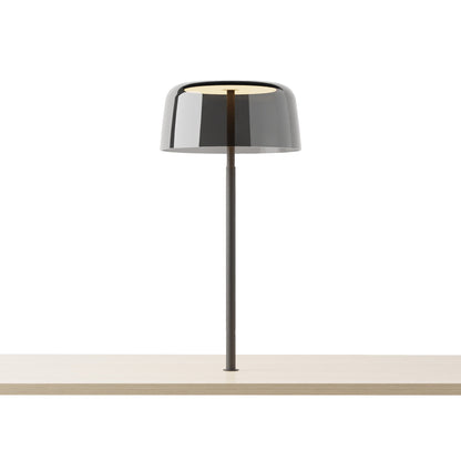 Yurei LED Co-Working Lamp in Matte Black/Dark Grey/Transparent Polymer.