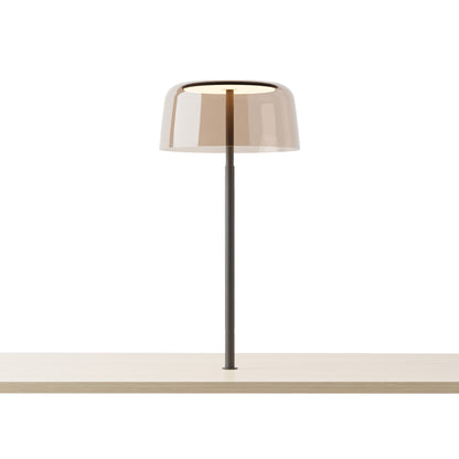 Yurei LED Co-Working Lamp in Matte Black/Tea Brown/Transparent Polymer.