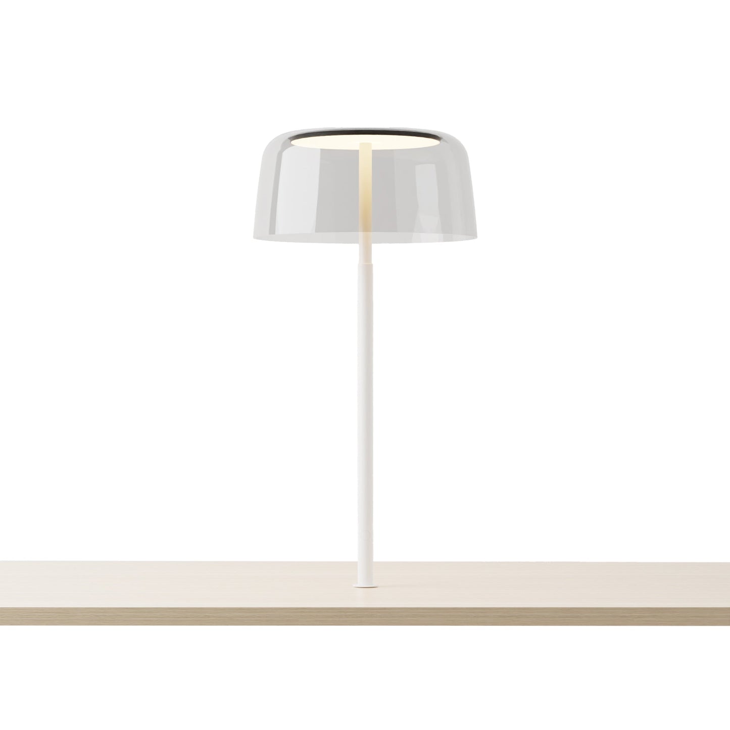 Yurei LED Co-Working Lamp in Matte White/Clear/Transparent Polymer.