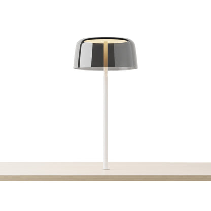 Yurei LED Co-Working Lamp in Matte White/Dark Grey/Transparent Polymer.