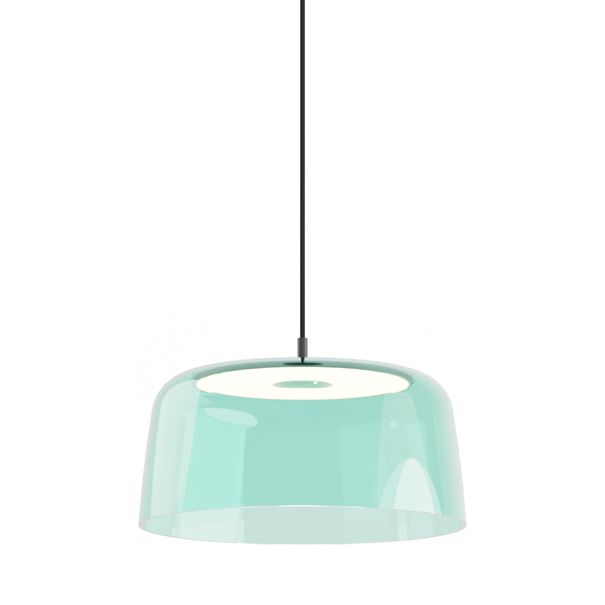 Yurei LED Pendant Light in Matte Black/Aqua Blue/Transparent Polymer.