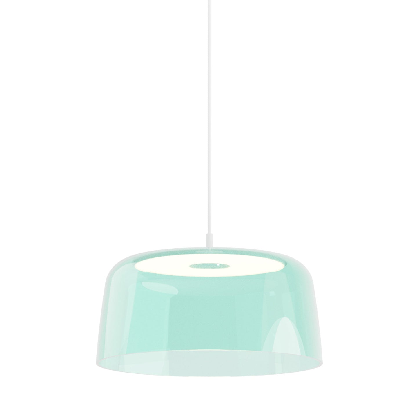 Yurei LED Pendant Light in Matte White/Aqua Blue/Transparent Polymer.