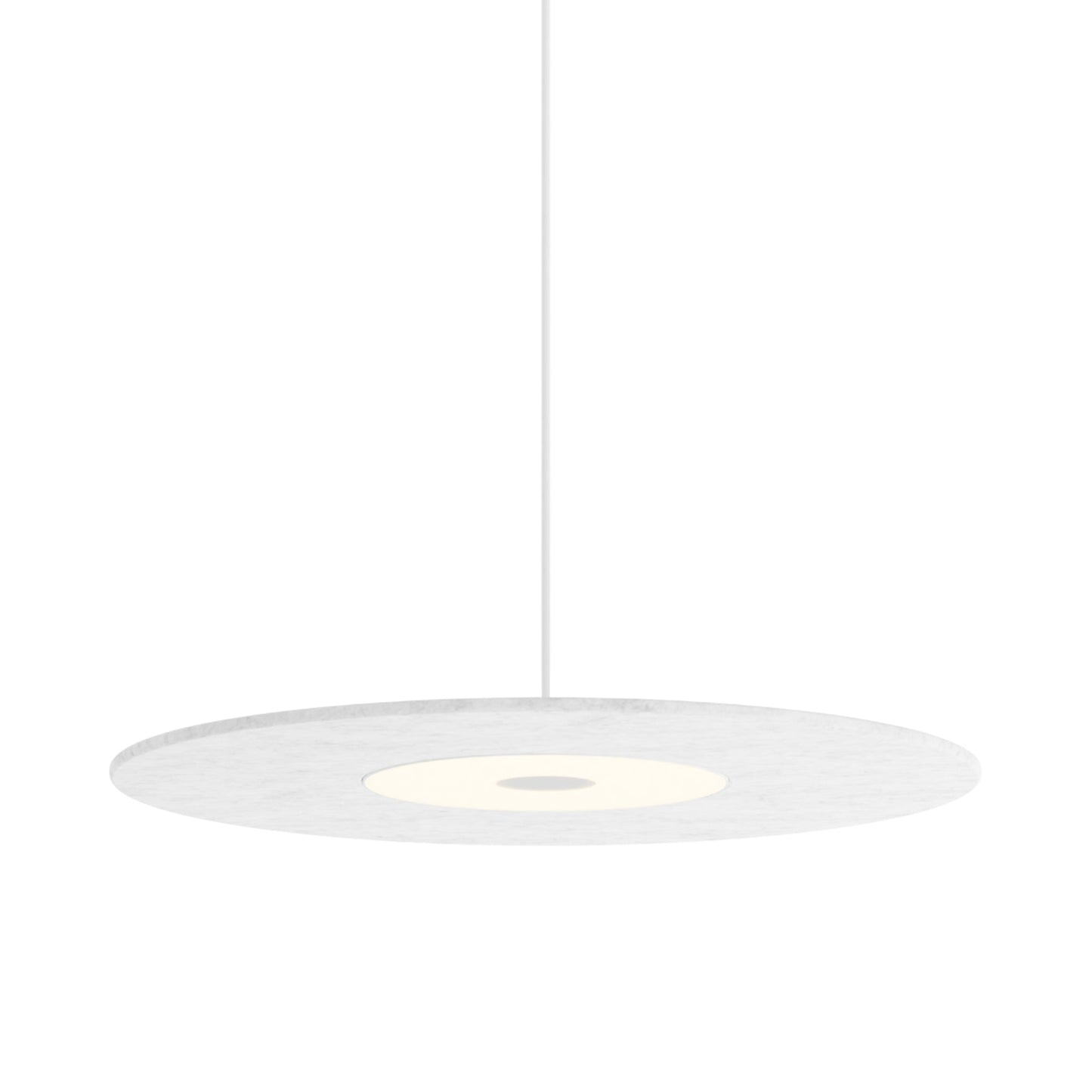 Yurei LED Pendant Light in Matte White/Light Marble/Acoustic Panel.