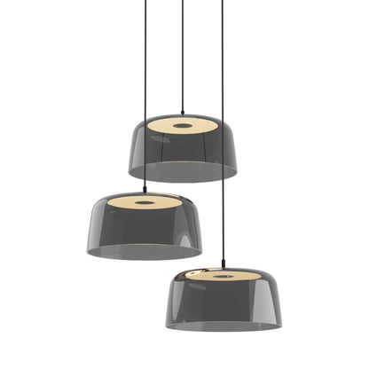 Yurei Multi Light LED Pendant Light in Matte Black/Dark Grey/Transparent Polymer.