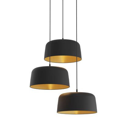 Yurei Multi Light LED Pendant Light in Matte Black/Matte Black-Gold/Metal.