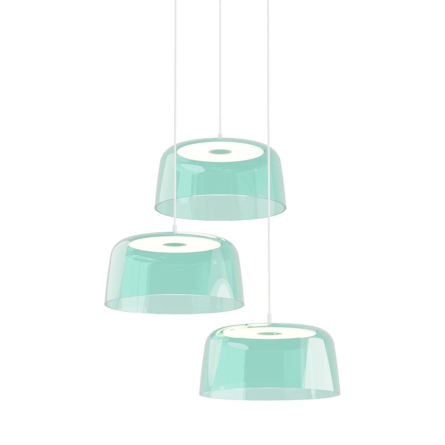 Yurei Multi Light LED Pendant Light in Matte White/Aqua Blue/Transparent Polymer.