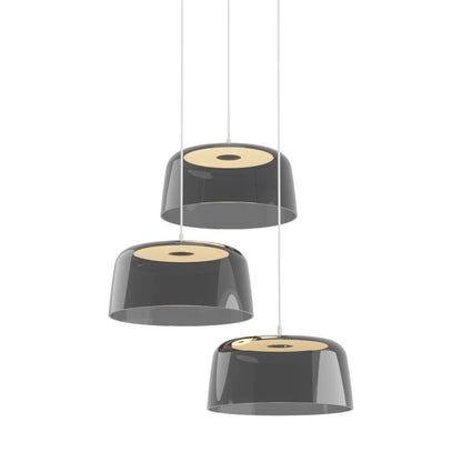 Yurei Multi Light LED Pendant Light in Matte White/Dark Grey/Transparent Polymer.
