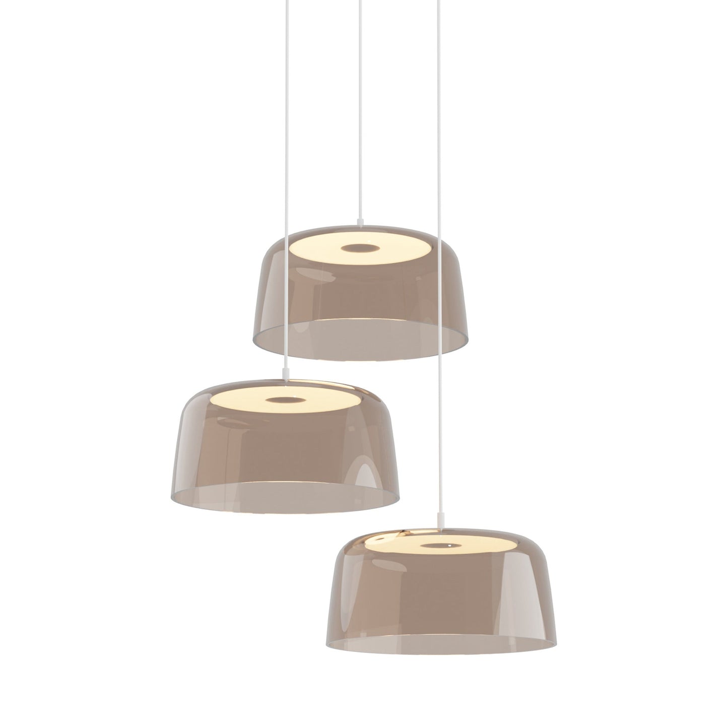 Yurei Multi Light LED Pendant Light in Matte White/Tea Brown/Transparent Polymer.