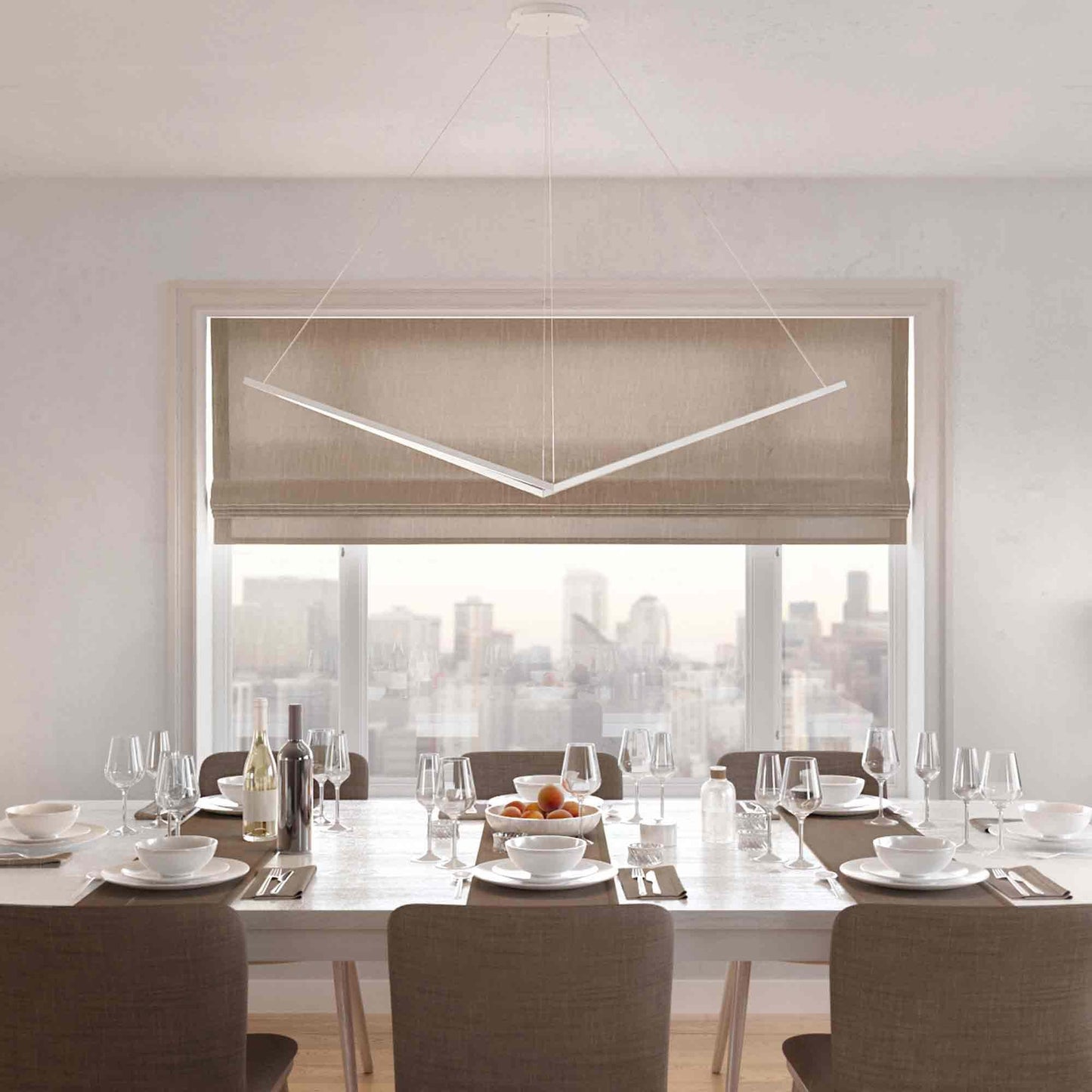 Z-Bar Bird LED Pendant Light in dining room.