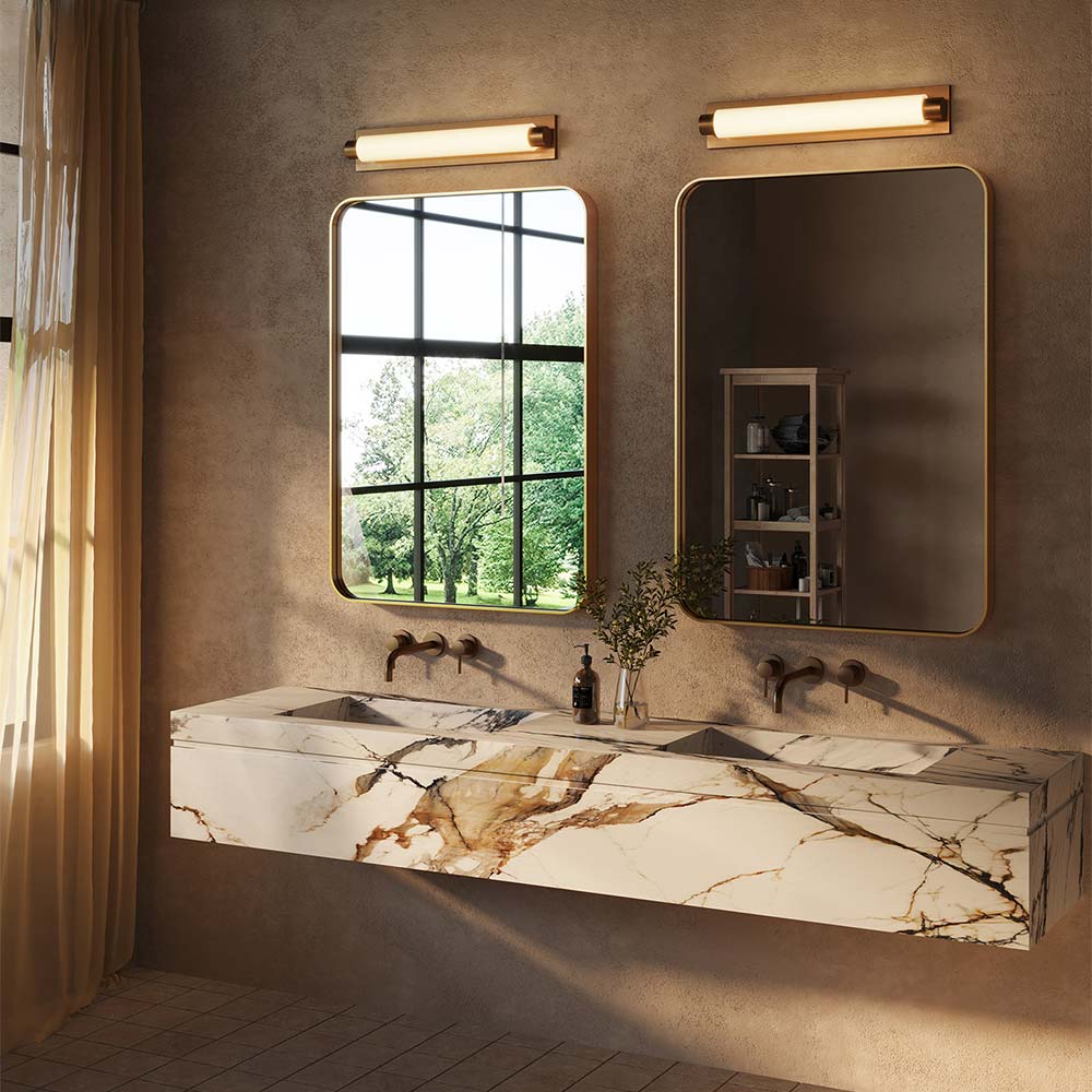 Charleston LED Bath Vanity Light in bathroom.