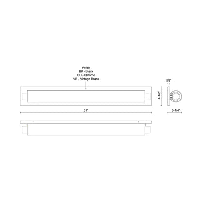 Charleston LED Bath Vanity Light - line drawing.