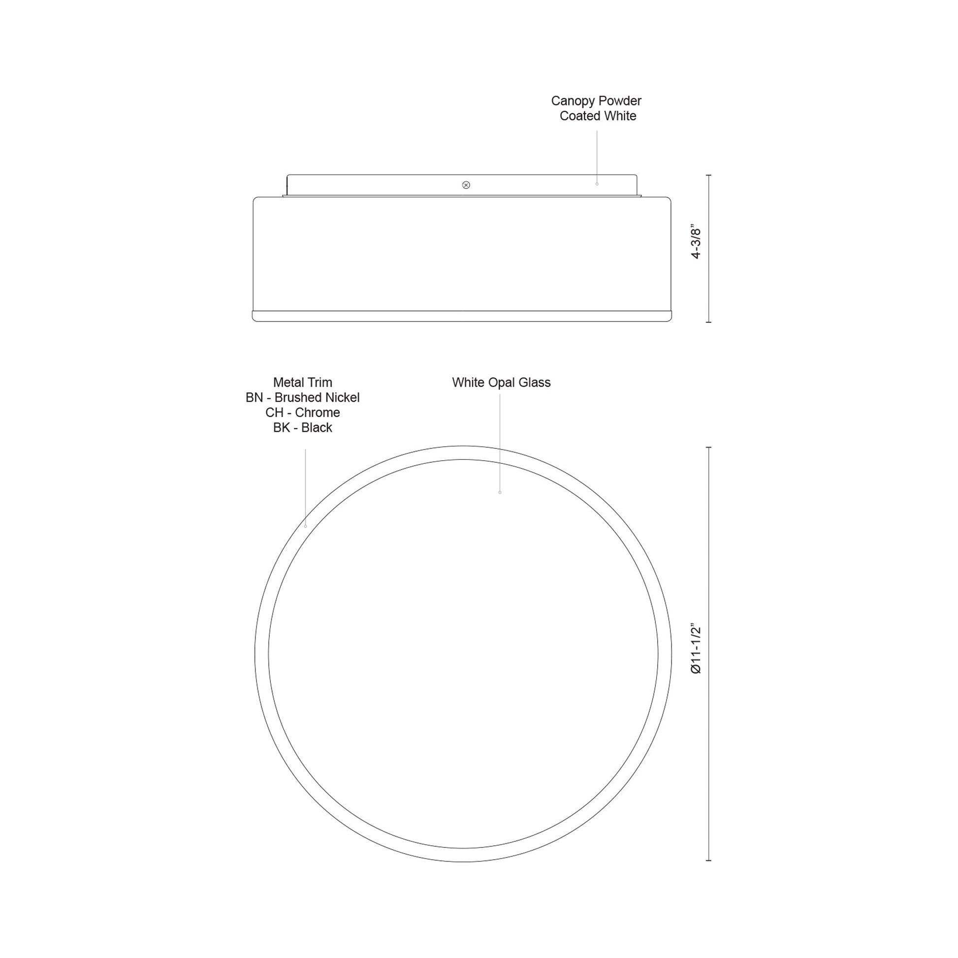 Charlie Flush Mount Ceiling Light - line drawing.