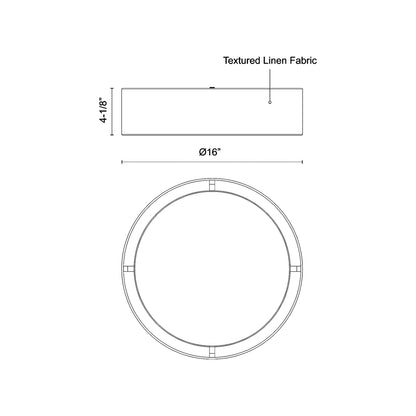 Dalton LED Flush Mount Ceiling Light - line drawing.