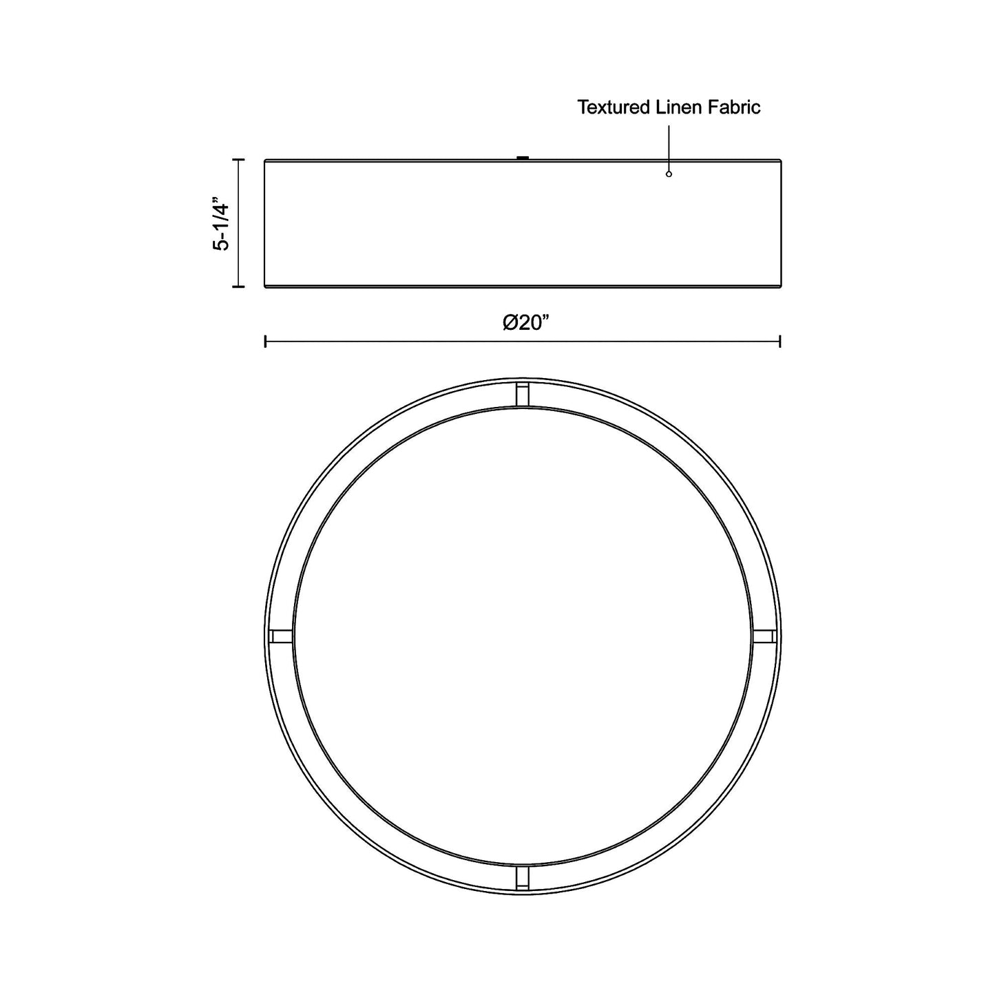 Dalton LED Flush Mount Ceiling Light - line drawing.