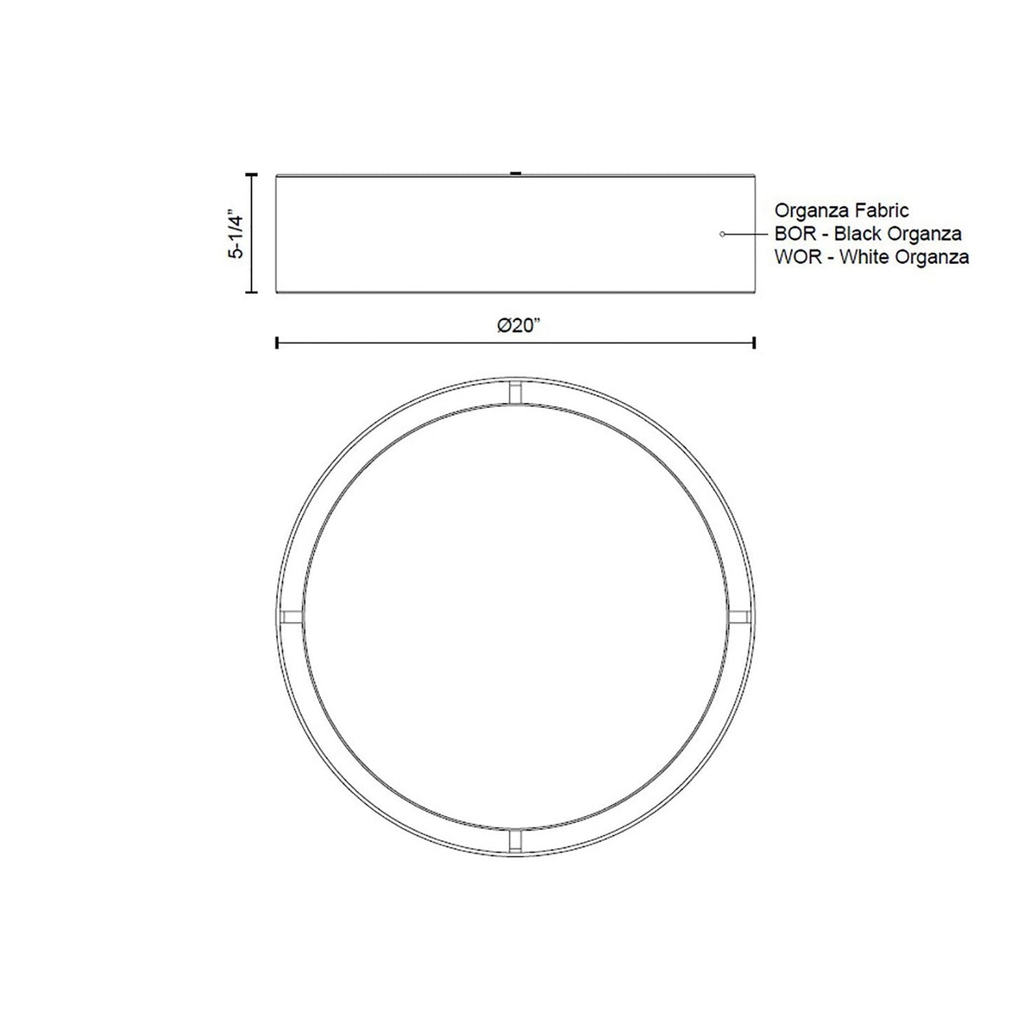 Dalton LED Flush Mount Ceiling Light - line drawing.