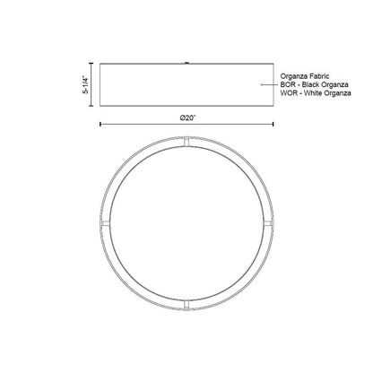 Dalton LED Flush Mount Ceiling Light - line drawing.