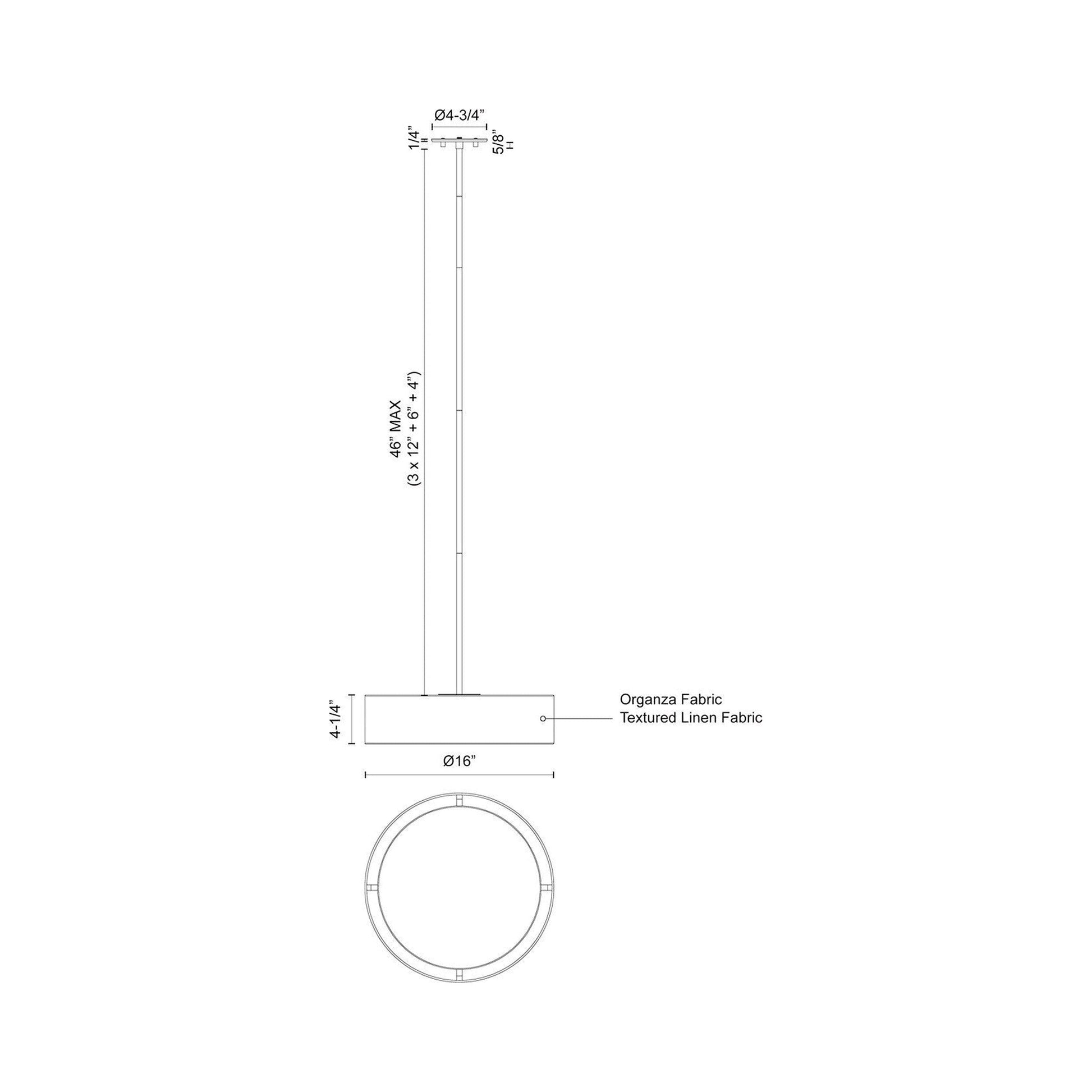 Dalton LED Pendant Light - line drawing.