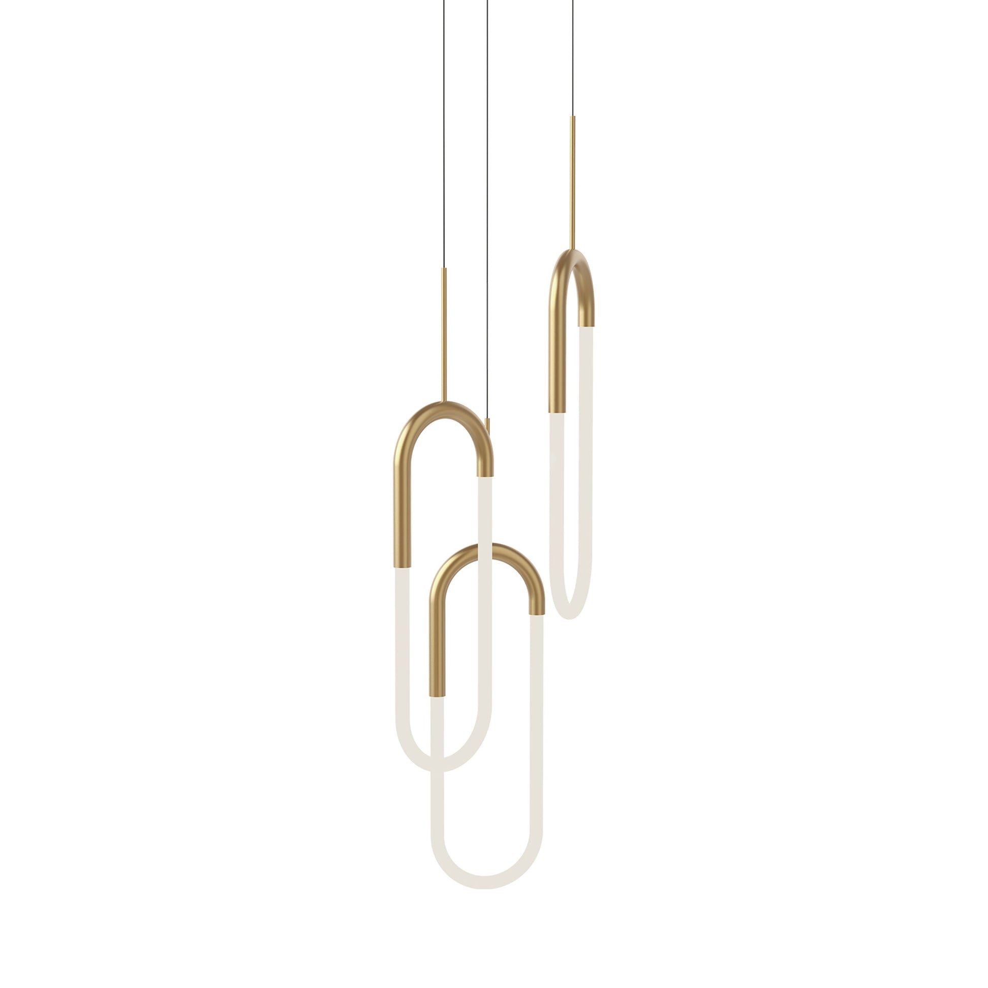 Huron LED Multi Light Pendant Light in Brushed Gold (3-Tube).