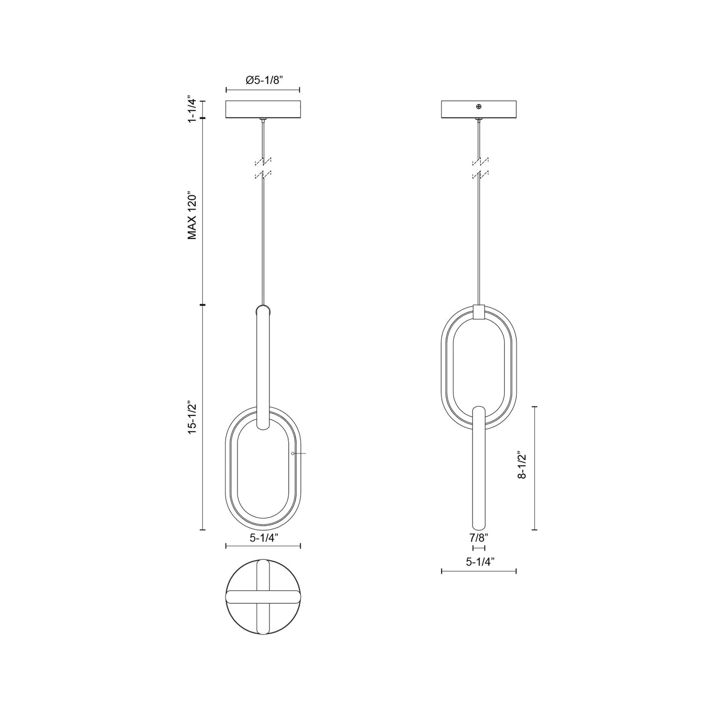 Airen LED Pendant Light - line drawing.