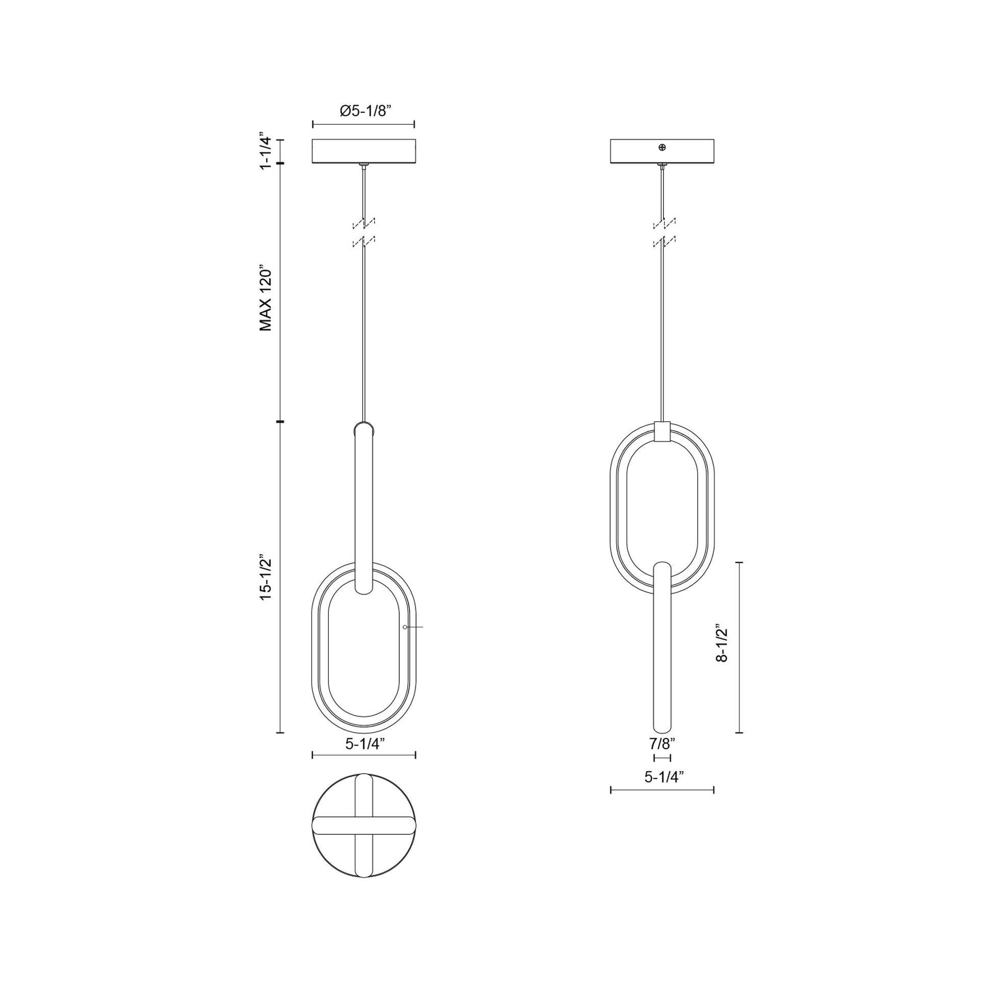 Airen LED Pendant Light - line drawing.