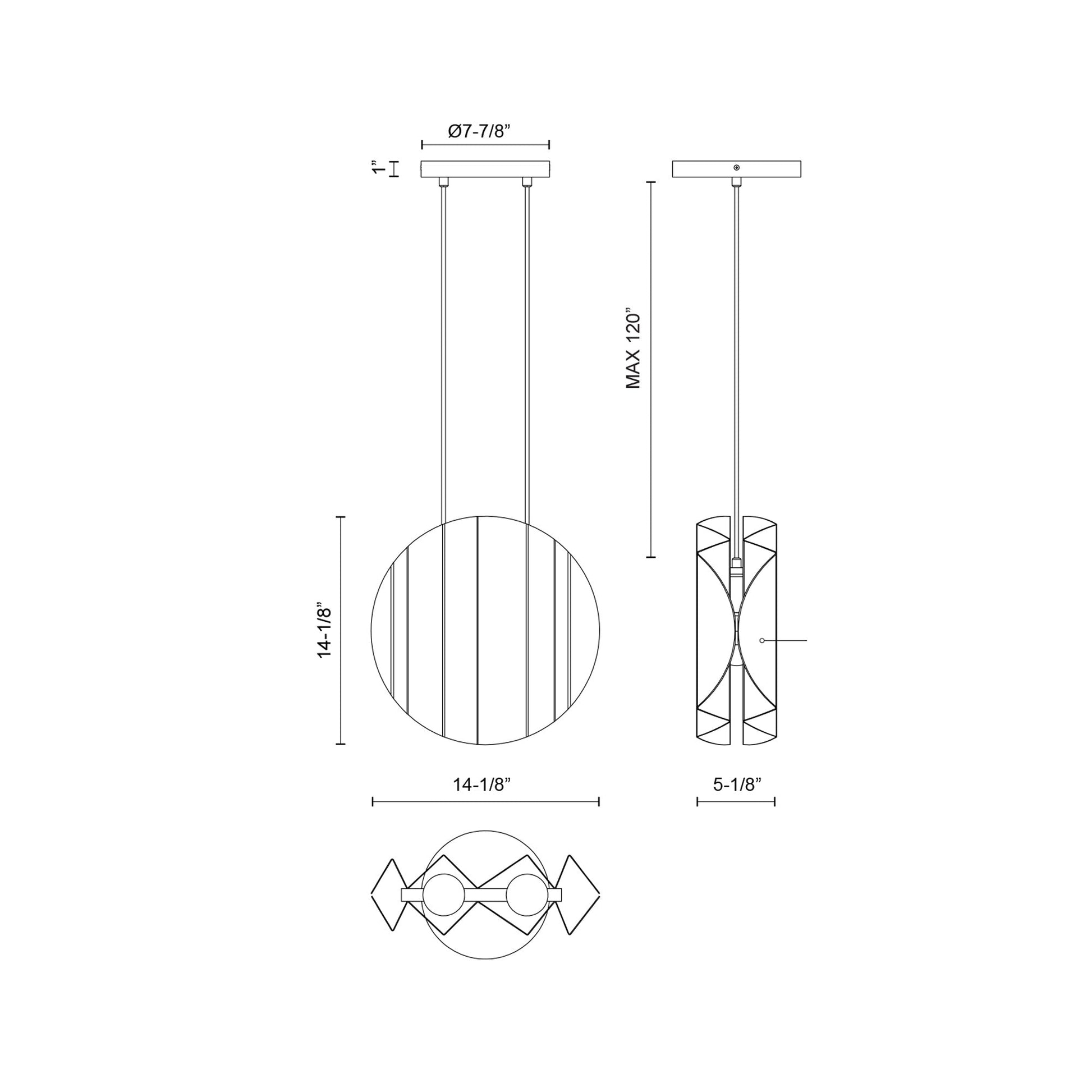 Akira Pendant Light - line drawing.